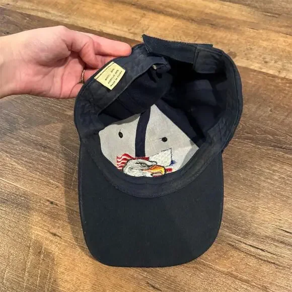 Vintage Eagle Flag Patriotic Wool Baseball Cap USA Embroidered Adjustable READ - Picture 6 of 7